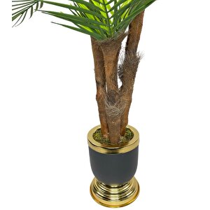 Yapay Ağaç Areka Palmiye Metal Siyahgold Lüks Vazoda 3katlı 18yaprak 110cm Salon Çiçeği Yapay Çiçek