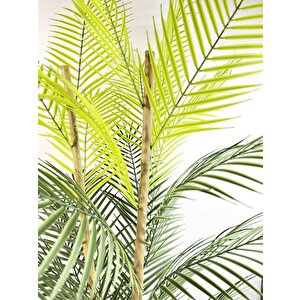 Yapay Çiçek Areka Ağacı Palmiye Ağacı Bambu Saplı Siyah Saksılı Salon Çiçeği 27 Yaprak 115 Cm