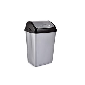 Polytime Sallanır Kapak Ofis Banyo Mutfak Bahçe Çöp Kutusu Kovası / 50 Litre / Gri / 68 X 41 X 33 Cm.
