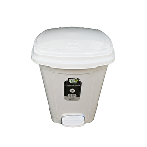 Polytime 12 Litre Basmalı Pedallı Çöp Kutusu Kovası / Çıkarılabilir İç Kovalı - Beyaz - 34x27x27 Cm.