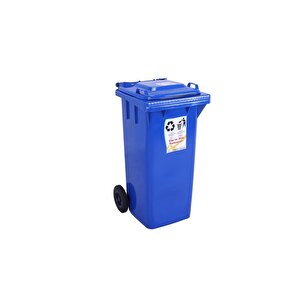 Sağlam Plastik Çöp Ve Atık Konteyneri 120 Lt Tekerlekli Orjinal Mavi