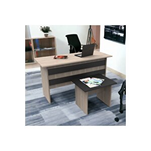 Diego Ofis Çalışma Masası Sehpa 2'li Büro Masa Takımı Meşe-siyah Dg8-ob
