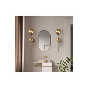 Modern Tasarım Aplik 1 Adet Elektrikle Çalışır Duvar Camlı Aplik Eskitme Gold Bal Camlı