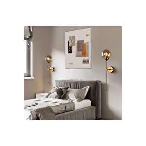 Modern Tasarım Aplik 1 Adet Elektrikle Çalışır Duvar Camlı Aplik Eskitme Gold Bal Camlı