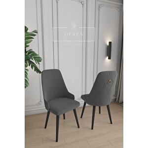 Fier Serisi 4 Adet Antrasit Sandalye Mutfak Ve Salon Sandalyesi