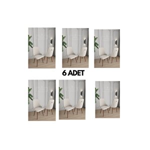Fier Serisi 6 Adet Krem Sandalye Mutfak Ve Salon Sandalyesi