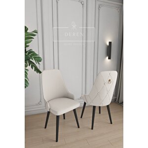 Fier Serisi 6 Adet Krem Sandalye Mutfak Ve Salon Sandalyesi