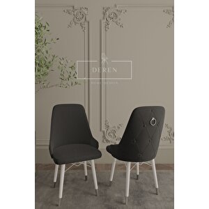 Silver Line Serisi 6 Adet Baby Face Kumas Silinebilir Mutfak Salon Yemek Sandalyesi Koyu Siyah