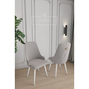 Fier Serisi 4 Adet Açık Gri Sandalye Mutfak Ve Salon Sandalyesi