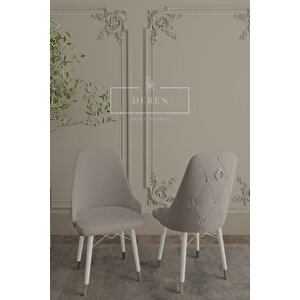 Silver Line Serisi 6 Adet Baby Face Kumas Silinebilir Mutfak Salon Yemek Sandalyesi Açık Gri