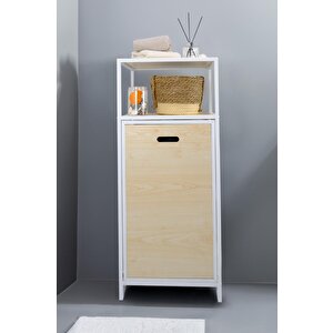 Digithome Metal Kirli Sepetli 2 Raflı Çok Amaçlı Banyo Düzenleyici Raf Organizer Akçaağaç – Mrs-006 C1-1-369