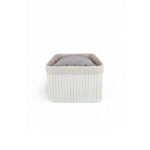 Bambu Çok Amaçlı Saklama Kutusu Düzenleyici Orta Boy Organizer Beyaz 20 Cm - Cl-6010-4 C1-1-121