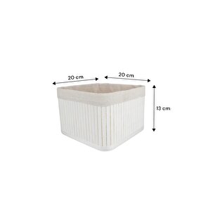 Digithome Bambu Çok Amaçlı Saklama Kutusu Düzenleyici Orta Boy Organizer Beyaz 20 Cm - Cl-6010-4 C1-1-121