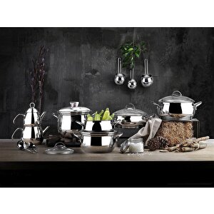 Alia Çelik Çeyiz Seti 18 Parça-gümüş