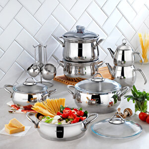 Alia Çelik Çeyiz Seti 18 Parça-gümüş