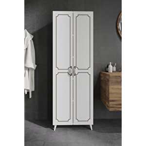 2 Kapaklı 5 Bölmeli Geniş Çok Amaçlı Banyo Dolabı - Tamamı 1. Kalite Mdf