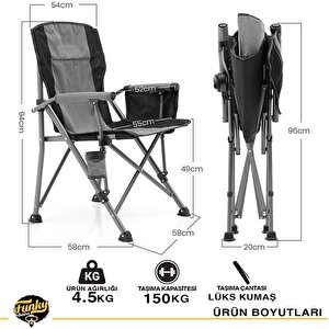 Funky Chai̇rs River Side Katlanabilir Kamp Sandalyesi - Gri