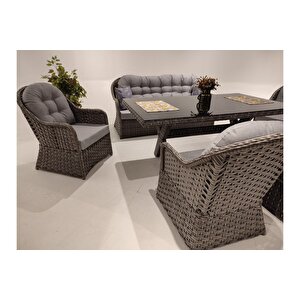 Ada Rattan Bahçe Balkon Masa Takımı 7 Kişilik