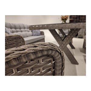 Ada Rattan Bahçe Balkon Masa Takımı 7 Kişilik