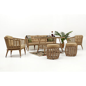 Linda Rattan Bahçe Oturma Grubu 3 1 1 ve Sehpa