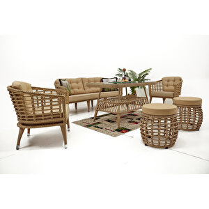 Linda Rattan Bahçe Oturma Grubu 3 1 1 ve Sehpa