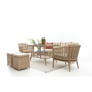 Linda Rattan Bahçe Oturma Grubu 3 1 1 ve Sehpa