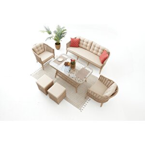 Linda Rattan Bahçe Oturma Grubu 3 1 1 ve Sehpa