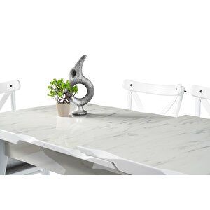 İkon Açılır Mdf Highgloss Mutfak Masası 70x110 Beyaz