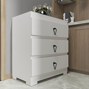 Ni̇rvanna (s)  3 Çekmeceli̇ Çok Amaçli Dolap Şi̇fonyer Beyaz-Beyaz Beyaz/Beyaz
