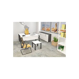 Galaxy 120 Cm Yüksek Kesonlu Beyaz Çalişma Ofi̇s Masa Takim (beyaz/antrasit)