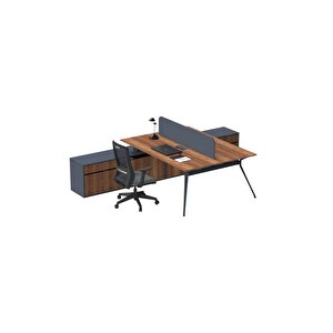 İki̇li̇ Maxi̇ 160 Cm Etajerli̇ Çalişma Ofi̇s Masa Workstation (minyatür/antrasit)