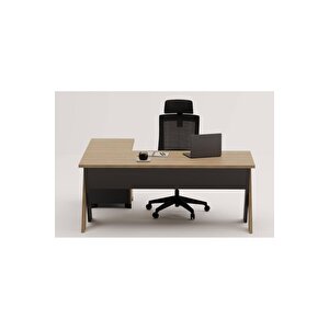 Omix Yüksek Kesonlu L Masa Takımı 180 Cm (meşe/antrasit)