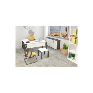 Galaxy 160 Cm Yüksek Kesonlu Beyaz Çalişma Ofi̇s Masa Takim (beyaz/antrasit)
