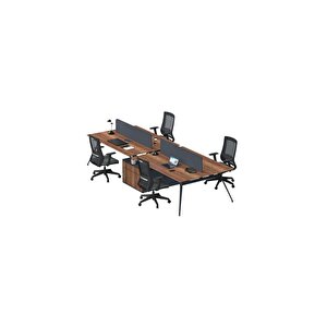 Deep 360 Cm Dörtlü Wıde Etajerli Çalışma Ofis Masa Workstation (mi̇nyatür/antrasi̇t)