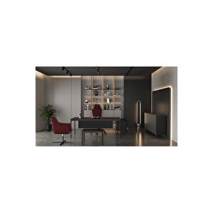 Less 200 Cm Tekli̇ Etajerli̇ Si̇yah Yöneti̇ci̇ Çalişma Ofi̇s Masa Takim