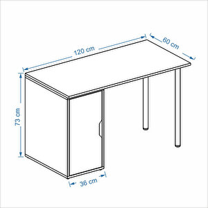 Clm110-Beyaz Kapaklı Kesonlu Çalışma Masası