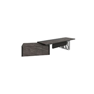 Trench 275 Cm Sol Etajerli̇ Yöneti̇ci̇ Taş Rengi̇ Çalişma Ofi̇s Masa Takim (rebab/siyah)