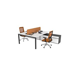 Galaxy İki̇li̇ Maxi̇ 140 Cm Etajerli̇ Çalişma Ofi̇s Masa Workstation (beyaz/antrasit)