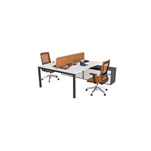 Galaxy İki̇li̇ Medium 120 Cm Etajerli̇ Çalişma Ofi̇s Masa Workstation (beyaz/antrasit)