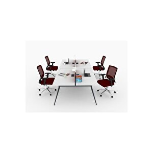 Deep Dörtlü 360 Cm Çalişma Ofi̇s Masa Workstation (lake Beyaz/antrasit)