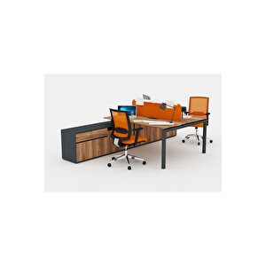 Galaxy İki̇li̇ Maxi̇ 180 Cm Etajerli̇ Çalişma Ofi̇s Masa Workstation (minyatür/antrasit)