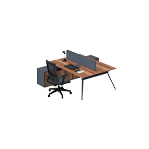 Deep İki̇li̇ Medium 180 Cm Etajerli̇ Çalişma Ofi̇s Masa Workstation (minyatür/antrasit)