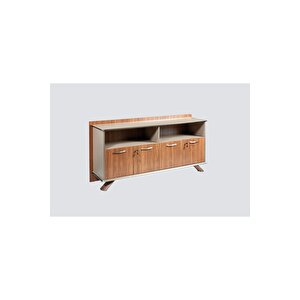 Wino 220 Cm Tekli̇ Sol Etajerli̇ Yöneti̇ci̇ Çalişma Ofi̇s Masa Takim (karamel Galaxy/milas)
