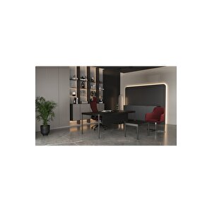 Less 180 Cm Tekli̇ Etajerli̇ Si̇yah Yöneti̇ci̇ Çalişma Ofi̇s Masa Takim