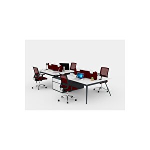 Deep 360 Cm Dörtlü Wıde Etajerli Çalışma Ofis Masa Workstation (lake Beyaz/antrasi̇t)