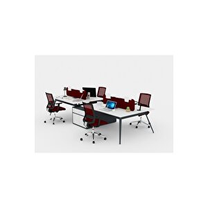 Deep 395 Cm Dörtlü Wıde Etajerli Çalışma Ofis Masa Workstation (lake Beyaz/antrasi̇t)