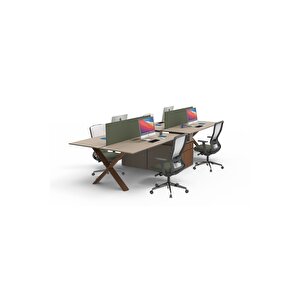 Wino 140 Cm Dörtlü Wide Etajerli̇ Personel Çalişma Ofi̇s Masa (karamel Galaxy/milas)