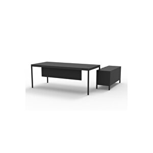 Less 120 Cm Tekli̇ Etajerli̇ Si̇yah Yöneti̇ci̇ Çalişma Ofi̇s Masa