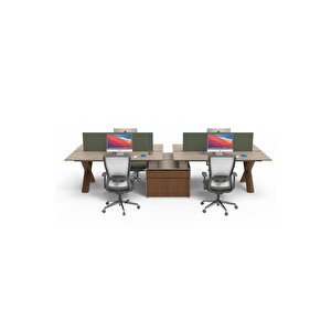Wino 160 Cm Dörtlü Wide Etajerli̇ Personel Çalişma Ofi̇s Masa (karamel Galaxy/milas)