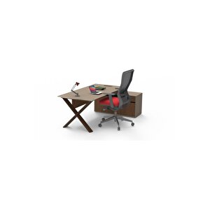 Wino 180 Cm Tekli̇ Medium Sağ Etajerli̇ Personel Çalişma Ofi̇s Masa (karamel Galaxy/milas)